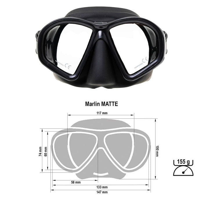 Diving Mask Matte Black Marlin 10300