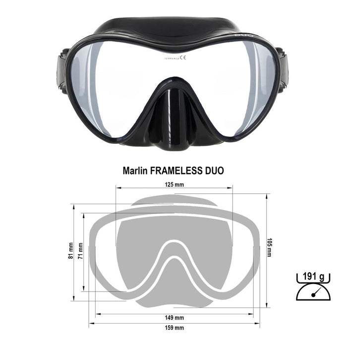 Diving Mask Frameless Duo Black Marlin 10305