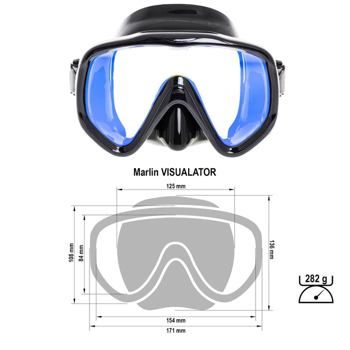Diving Mask Visualator Black Yellow-Mirrored Lenses Marlin 11423