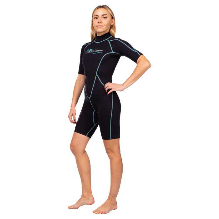 Shorty Wetsuit Malibu Woman 2.5mm Black-Aqua Blue Size S Marlin 117624