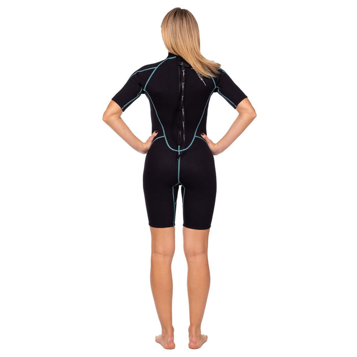 Shorty Wetsuit Malibu Woman 2.5mm Black-Aqua Blue Size XS Marlin 117625