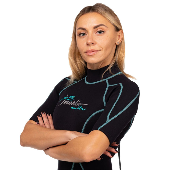Shorty Wetsuit Malibu Woman 2.5mm Black-Aqua Blue Size XL Marlin 117626