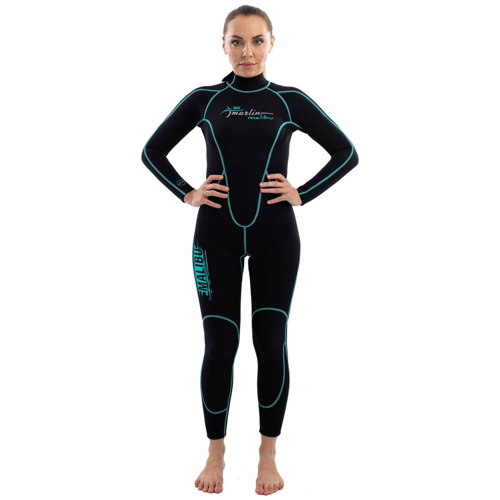 Snorkeling Wetsuit Malibu Woman 2.5mm Black-Aqua Blue Size XS Marlin 118320