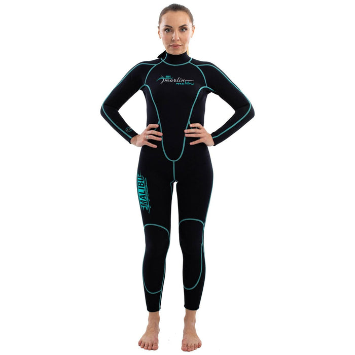 Snorkeling Wetsuit Malibu Woman 2.5mm Black-Aqua Blue Size XS Marlin 118320