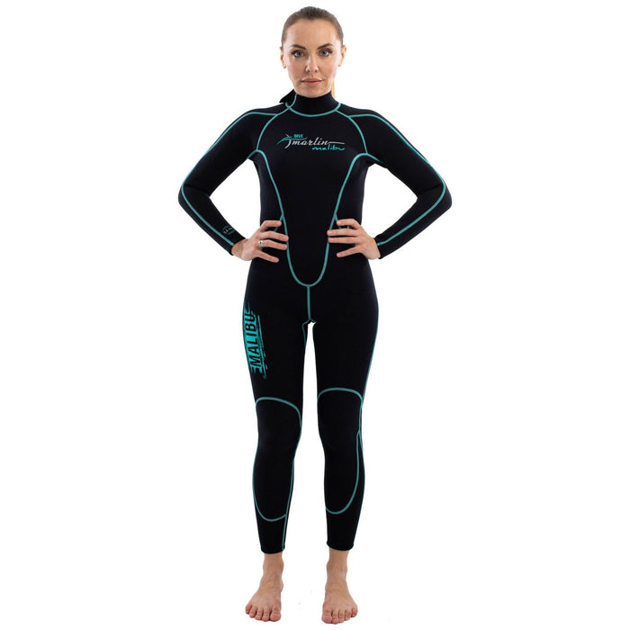 Snorkeling Wetsuit Malibu Woman 2.5mm Black-Aqua Blue Size L Marlin 118323
