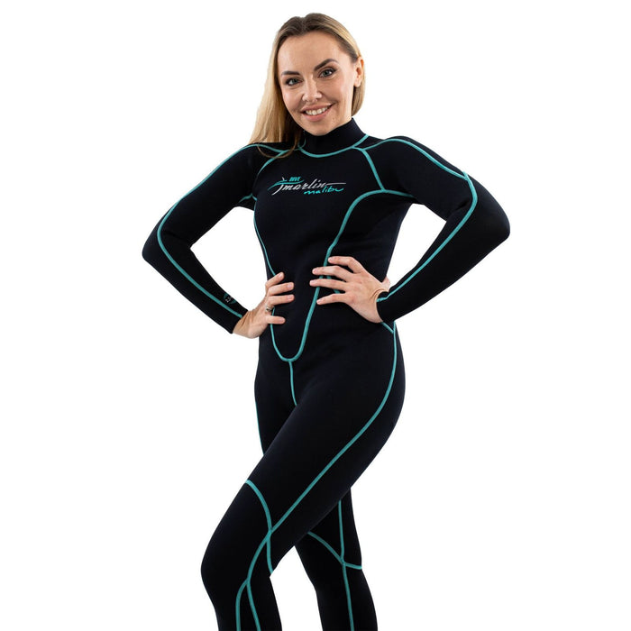Snorkeling Wetsuit Malibu Woman 2.5mm Black-Aqua Blue Size L Marlin 118323