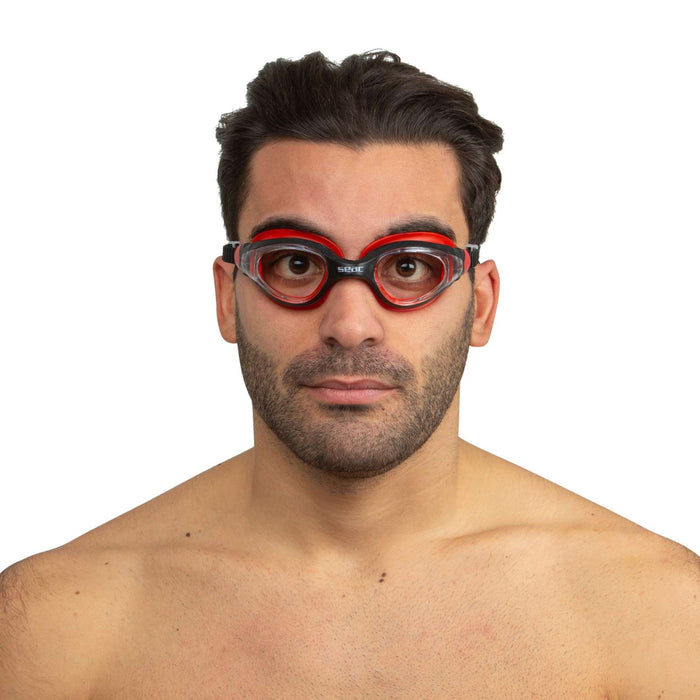Swimming Goggles Ritmo Black-Red Clear Lenses Seac 152-37NR