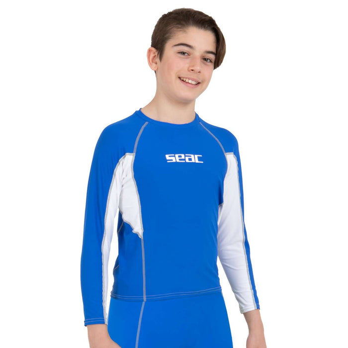 T-shirt Rash Guard Raa Long Enfant Evo Bleu 10 Ans Seac 155-2-10