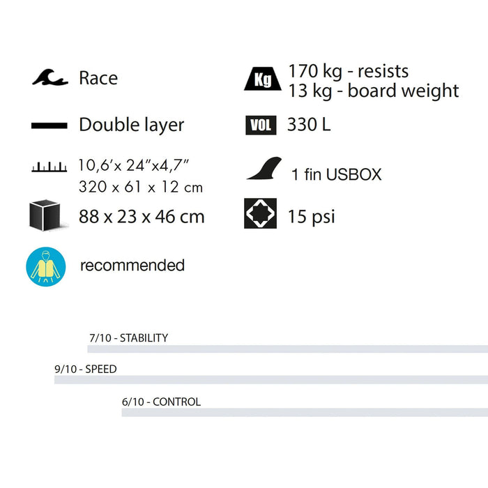 Paddle Surfboard Thunder Race Kids 10'6" Kohala 1640