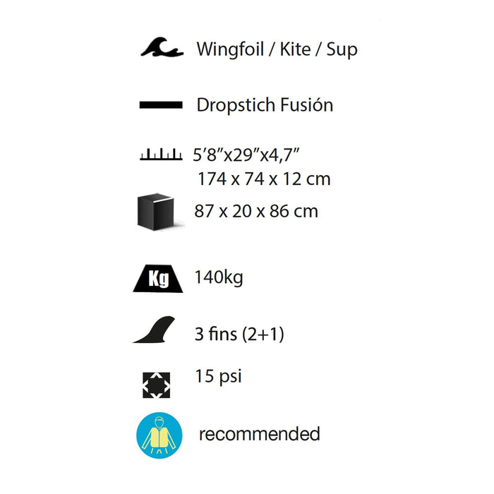 Hydrofoil Board Blaster 5'8" 140kg Kohala 1652
