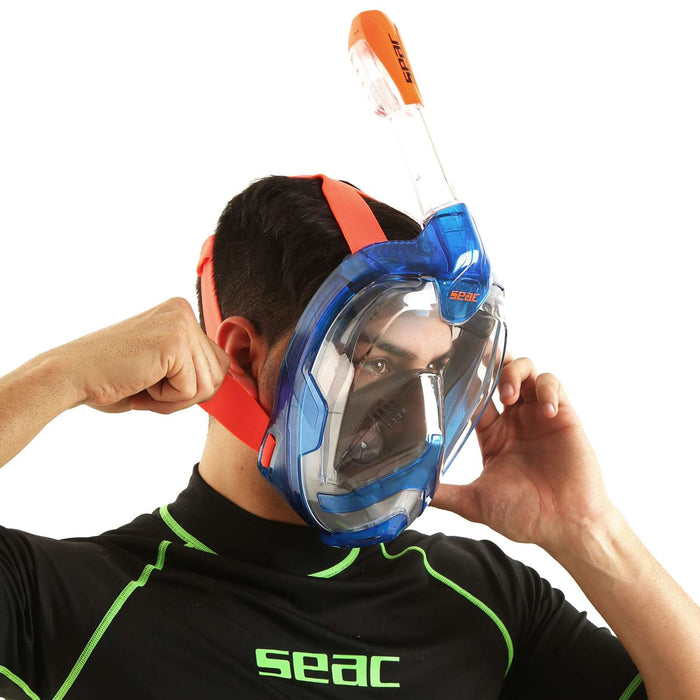 Snorkeling Full Face Mask Magica Grey-Blue-Orange S-M Seac 170-10BO-SLT