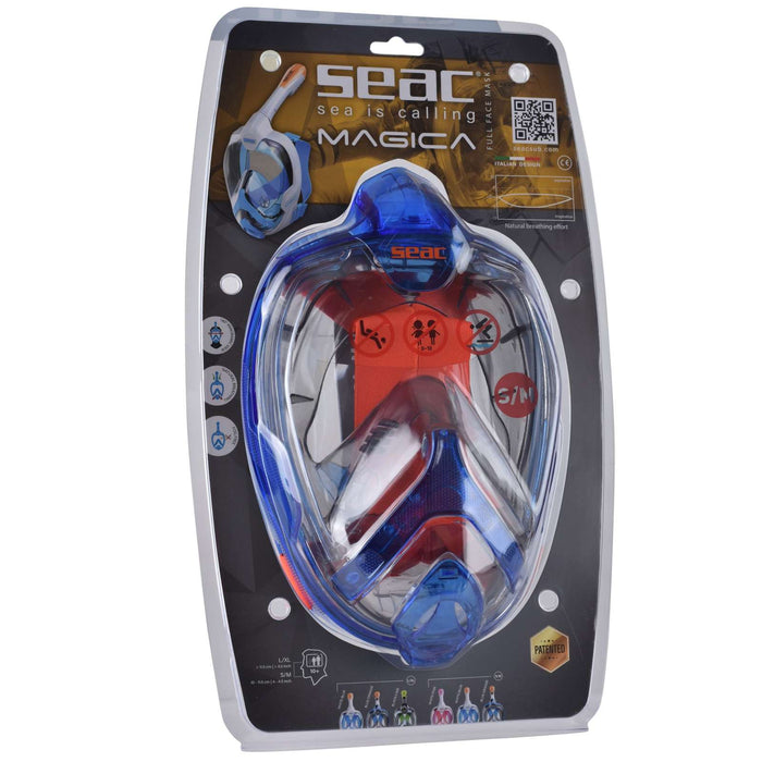 Snorkeling Full Face Mask Magica Grey-Blue-Orange S-M Seac 170-10BO-SLT