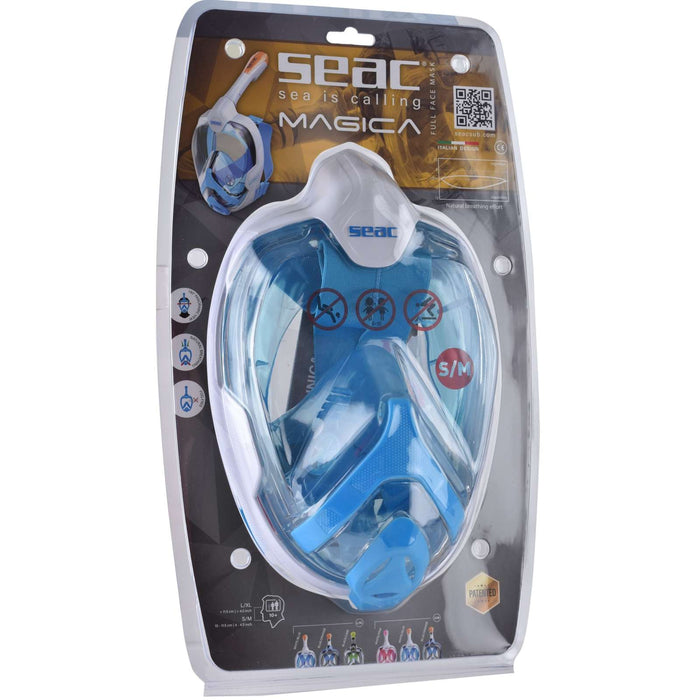 Snorkeling Full Face Mask Magica White-Blue-Orange S-M Seac 170-10WO-SLT