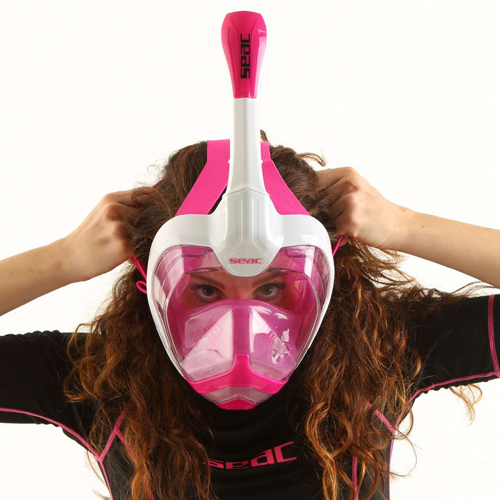 Snorkeling Full Face Mask Magica White-Pink S-M Seac 170-10WP-SLT