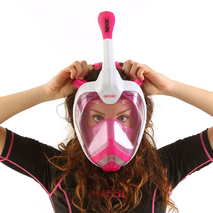 Snorkeling Full Face Mask Magica White-Pink S-M Seac 170-10WP-SLT