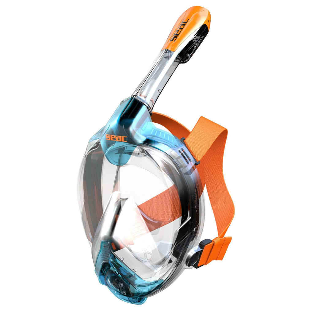 Snorkeling Full Face Mask Libera Aquamarine-Orange XS-S Seac 170-7AO-SKL