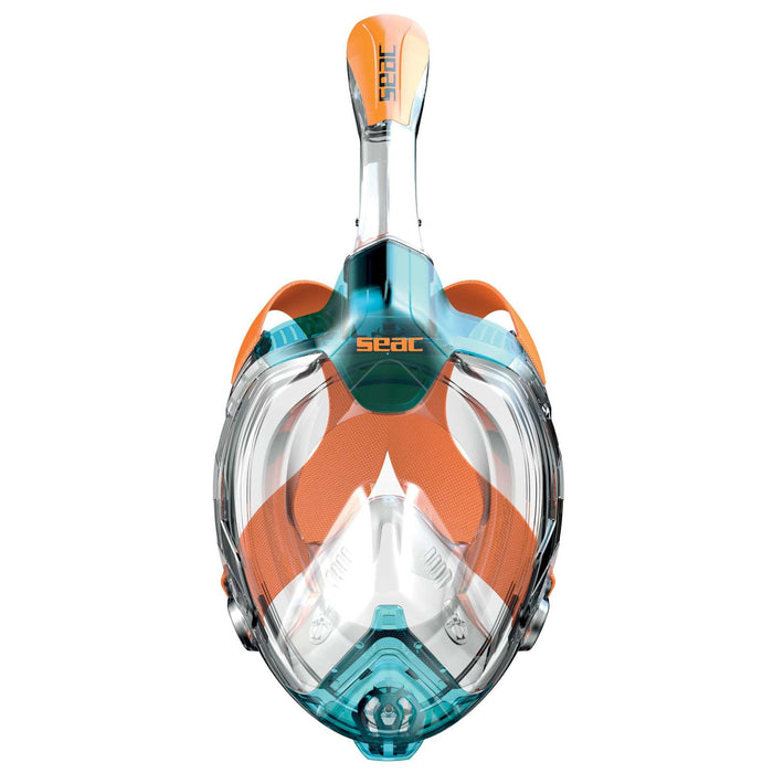 Snorkeling Full Face Mask Libera Aquamarine-Orange XS-S Seac 170-7AO-SKL