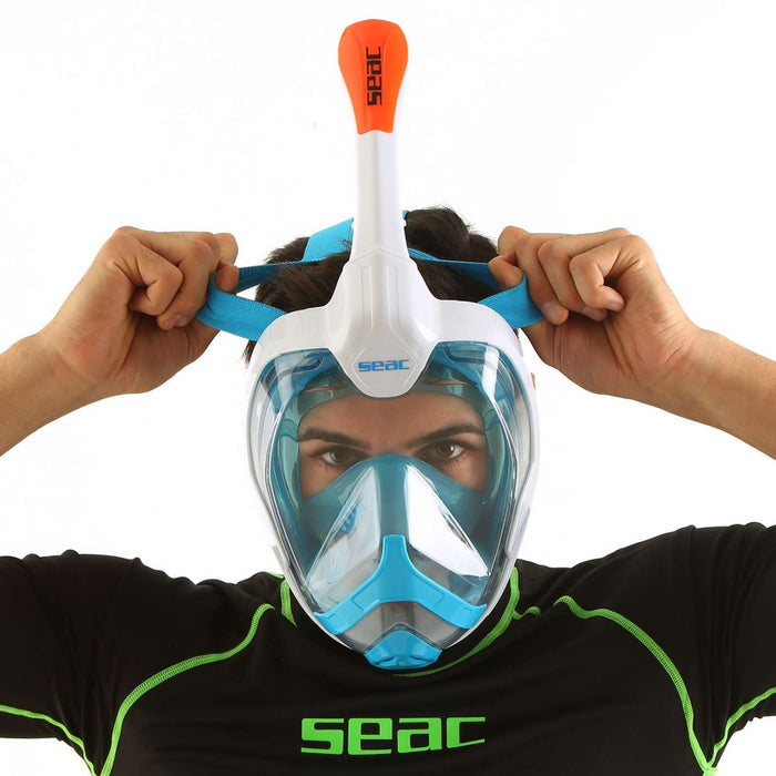 Snorkeling Full Face Mask Magica White-Blue-Orange L-XL Seac 170-9WO-SLT