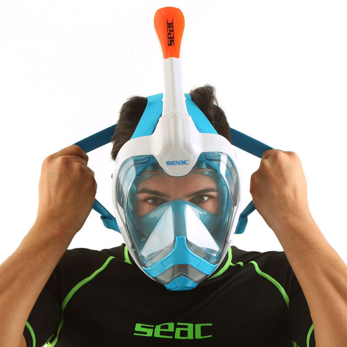 Snorkeling Full Face Mask Magica White-Blue-Orange L-XL Seac 170-9WO-SLT