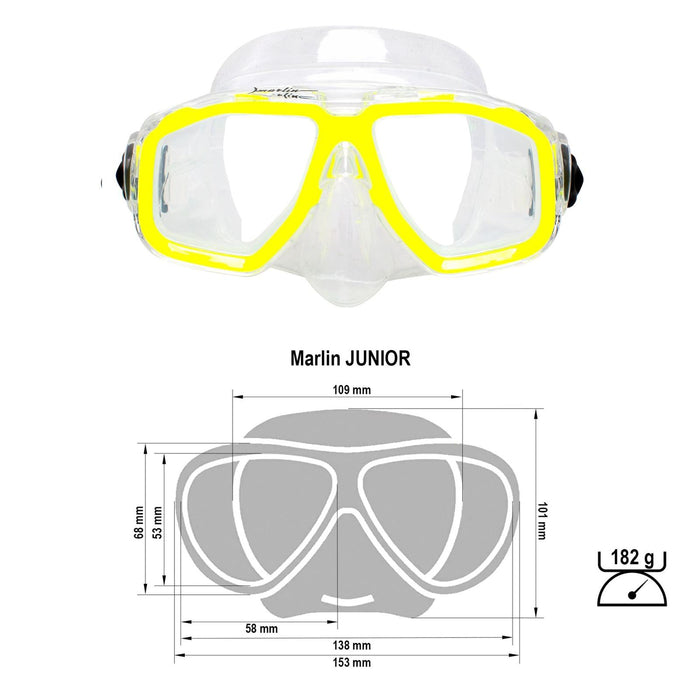 Snorkeling Mask Junior Kids Yellow-Clear Marlin 213133