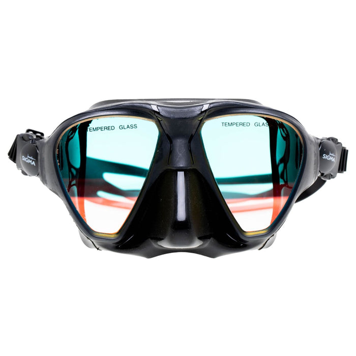 Spearfishing Mask Sigma Black Yellow-Mirrored Lenses Marlin 213638