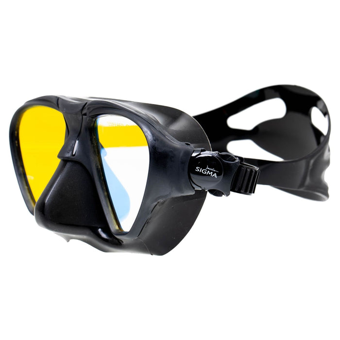 Spearfishing Mask Sigma Black Yellow-Mirrored Lenses Marlin 213638