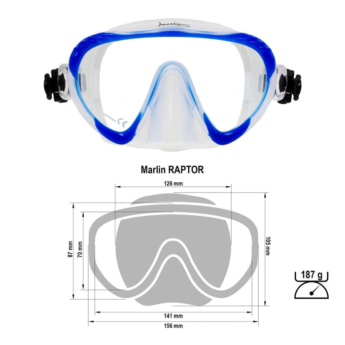 Spearfishing Mask Raptor Blue-Clear Marlin 216279