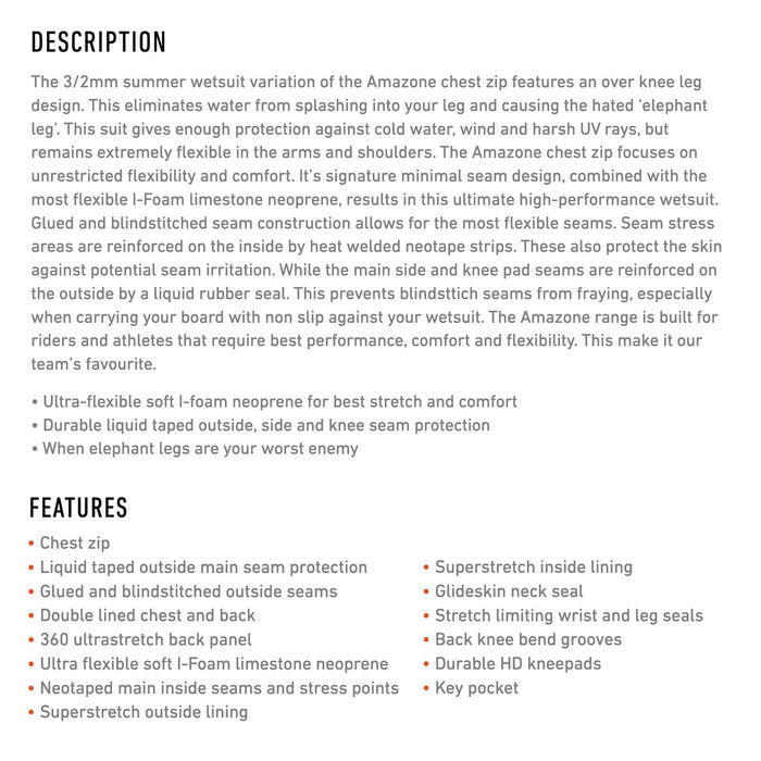 Short Wetsuit Amazone Overknee Woman Chest Zip 3-2 Grey Size 12-XL RRD 27AMCZ320_12