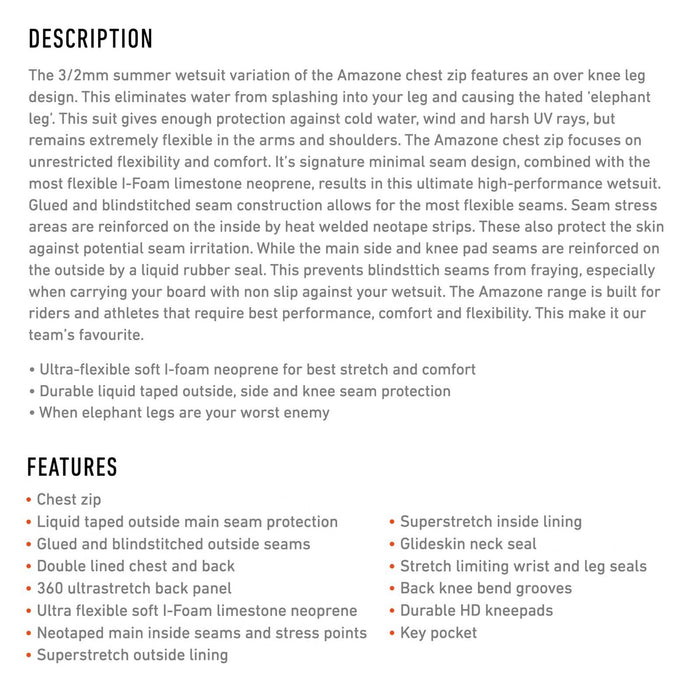 Short Wetsuit Amazone Overknee Woman Chest Zip 3-2 Grey Size 8-M RRD 27AMCZ320_8