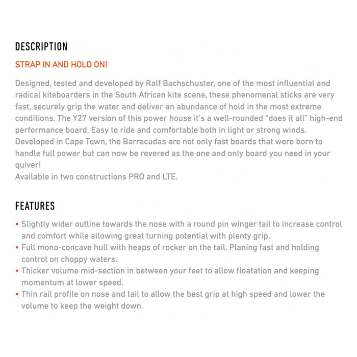 Kiteboard Barracuda Pro 5’8''x18 3⁄4''x2 1⁄8'' 24l RRD 27BA58P