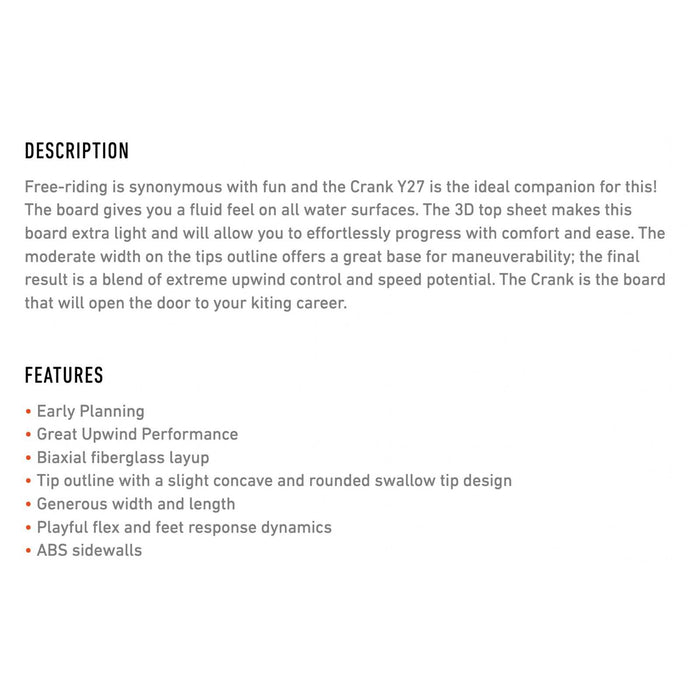 Kiteboard Twintip Crank Lte Y27 138x41cm RRD 27CR41
