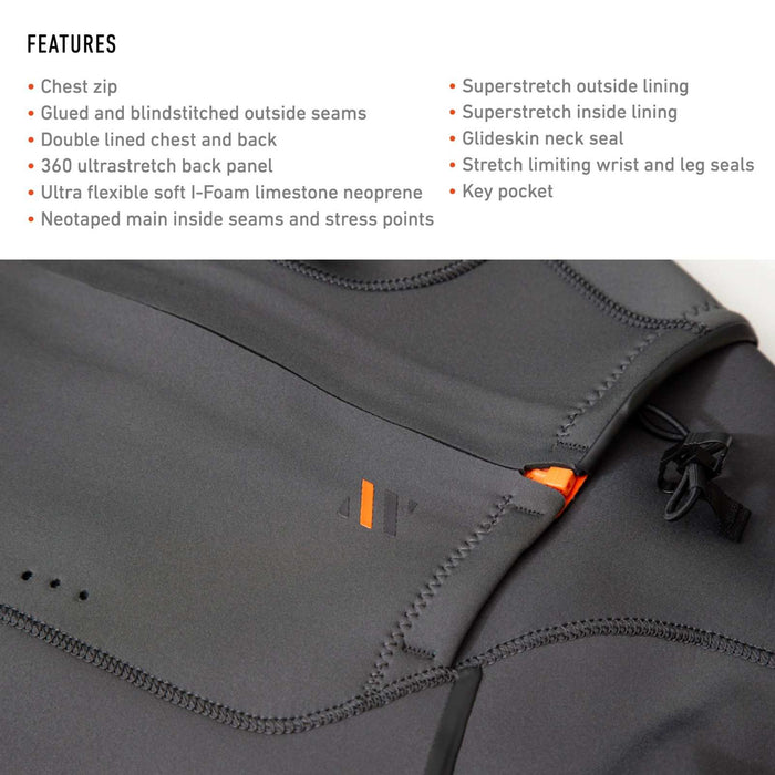 Short Wetsuit Celsius Shorty Man Chest Zip Long Sleeve 3-2 Grey Size L RRD 27CSCZ32SLS_L