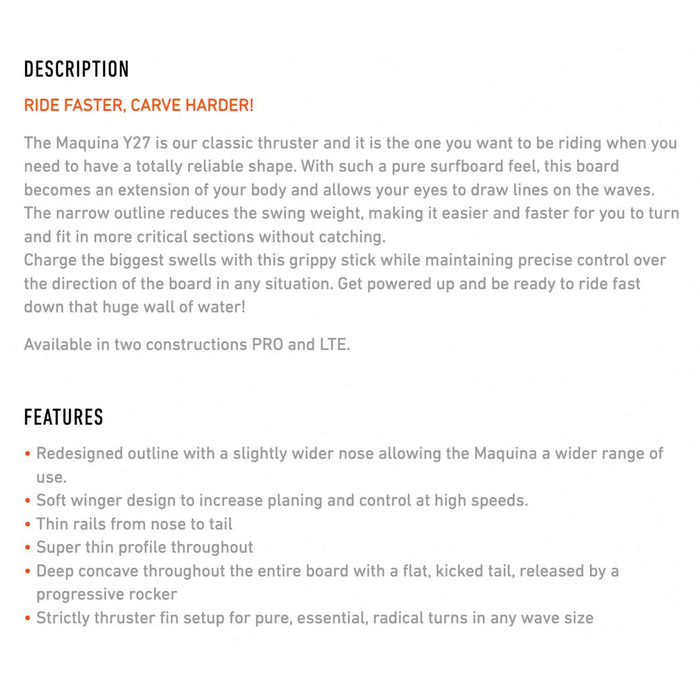 Deska kite Maquina Lte Y27 5’9''x18''x2'' 22l RRD 27MAQ59LTE