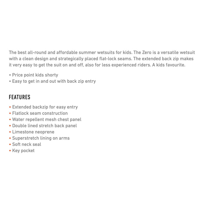 Kurzwetsuit Zero Junior Rückenreißverschluss 2-2 Schwarz Größe 8 RRD 27ZRJBZ22S_07_8