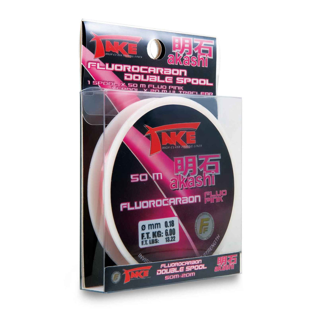 Fishing Line Take Akashi Fluorocarbon Double Spool Pink 50m+20m 0,10 Fishing Ferrari 3042410
