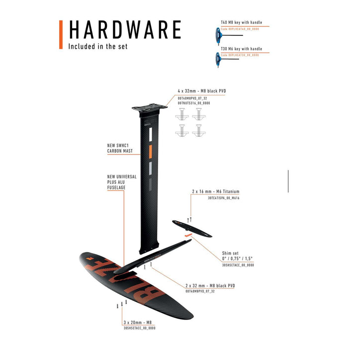 Hydrofoil Set Carbon Blaze Ltd Y30 Grootte 1100 RRD 30BLCFSLTD_1100