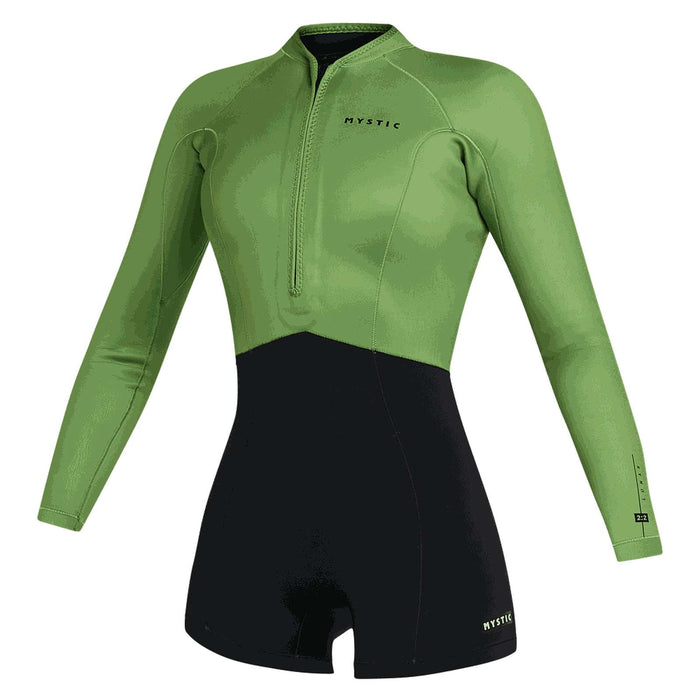 Short Wetsuit Lunar Woman Longarm 2-2mm Front-Zip Soft-Green XS Mystic 35000_240112_618_XS