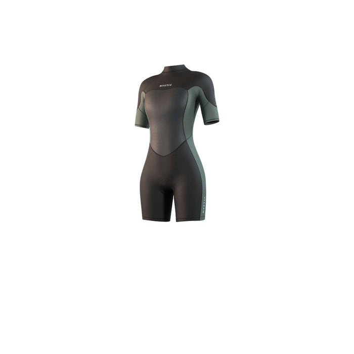 Shorty Neoprenanzug Brand Damen 3-2mm Rückenreißverschluss Flatlock Dunkeloliv L Mystic 35000_250064_643_L
