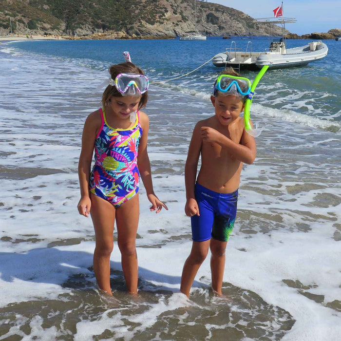 Schnorchelmaske Keewee Kinder Gelb-Aqua 8-14 Jahre Mares 411076SCYLACL