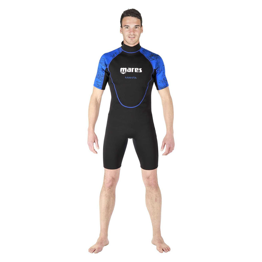 Combinaison shorty de snorkeling Manta Homme Noir-Bleu Taille 3 Mares 412458S3
