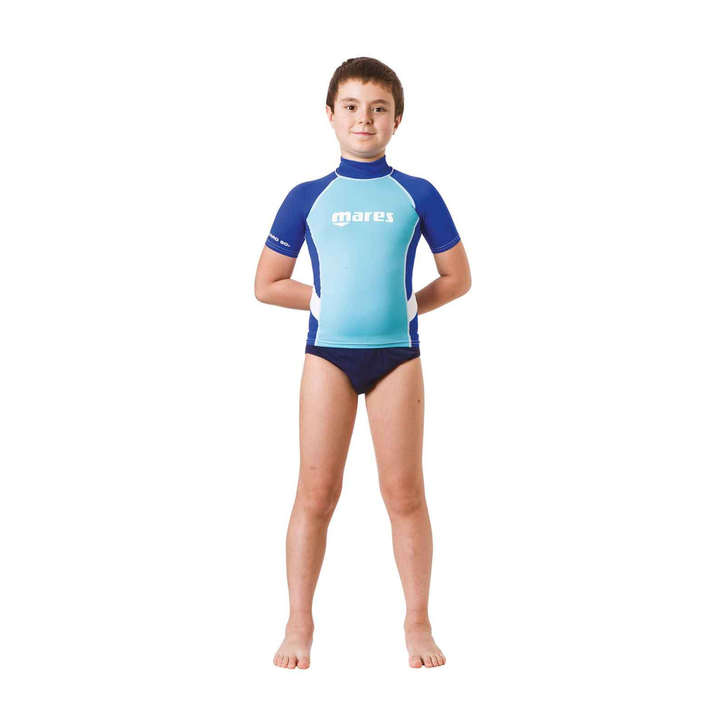 Rash guard bambino manica corta blu M-10-11 anni Mares 412506MBL