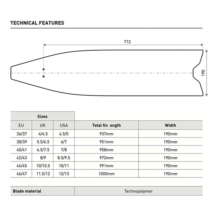 Freediving Fins X-Wing Pro Black EU 44-45-UK 10-10,5-USA 10-11 Mares 420420044BK