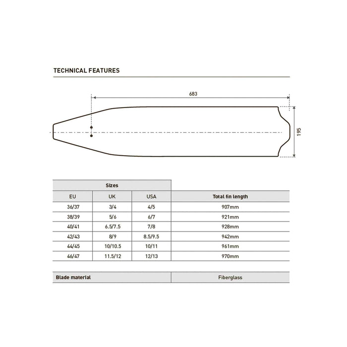 Apnoe-Flossen X-Wing Fiber Medium Indigo EU 38-39-UK 5-6-USA 6-7 Mares 420424MED038