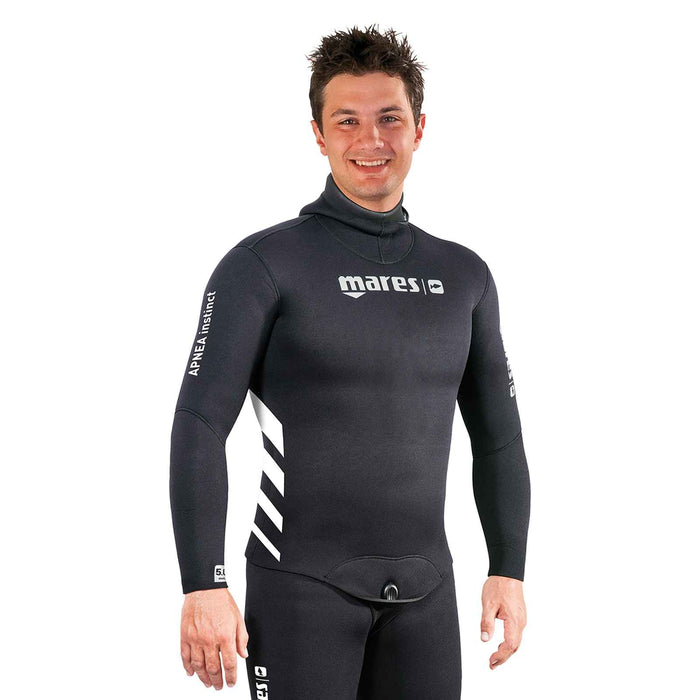 Apnoe-Neoprenjacke Apnea Instinct 50 Herren 5 mm Schwarz-Weiß Größe 2 Mares 422459S2