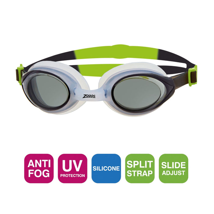Swimming Goggles Bondi White-Lime Tinted-Smoke Lenses Zoggs 461004WHBLTSM