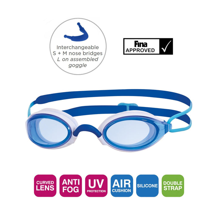 Swimming Goggles Fusion Air Blue-White Tinted-Blue Lenses Zoggs 461012BLWHTBL