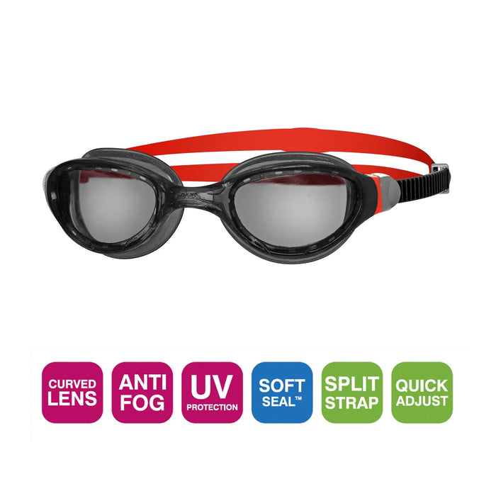 Swimming Goggles Phantom 2.0 Black-Red Tinted-Smoke Lenses Zoggs 461031BKRDTSM