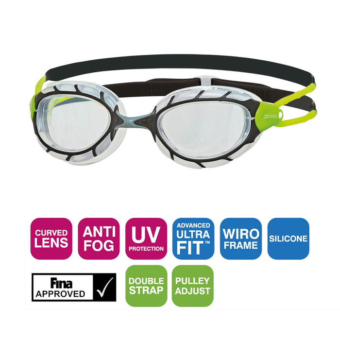 Swimming Goggles Predator Black-Green-Clear Regular Zoggs 461037BKGNCLRR