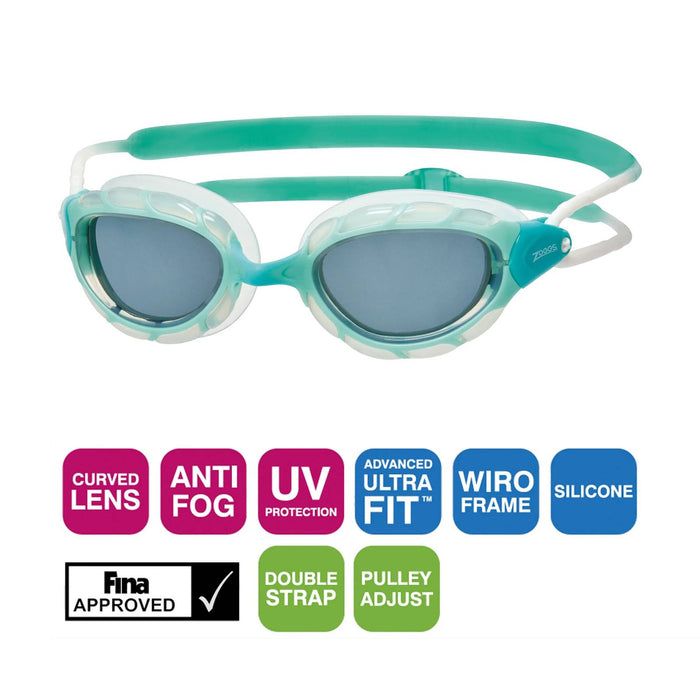 Swimming Goggles Predator Green-Clear Tinted-Smoke Lenses Regular Zoggs 461037GNCLTSMR