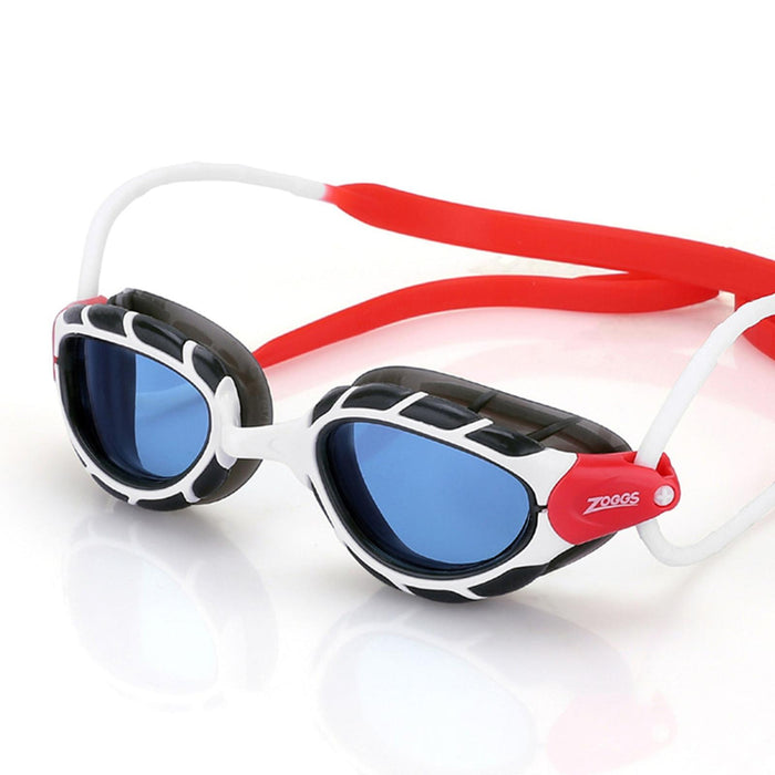 Swimming Goggles Predator White-Red Tinted-Blue Lenses Small Zoggs 461037WHRDTBLS